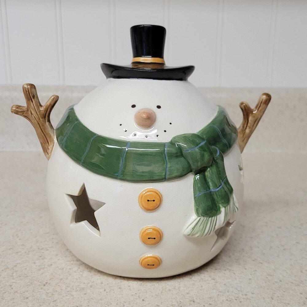 Snowman Votive Holder Vintage